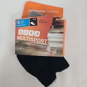 Icebreaker Merino Men's Black Multisport Light Cushion Micro Socks Sz S (7-8.5)